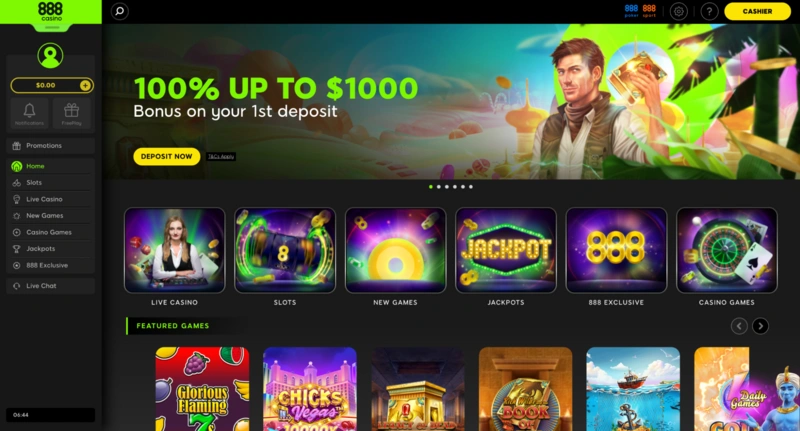 888 Casino Homepage